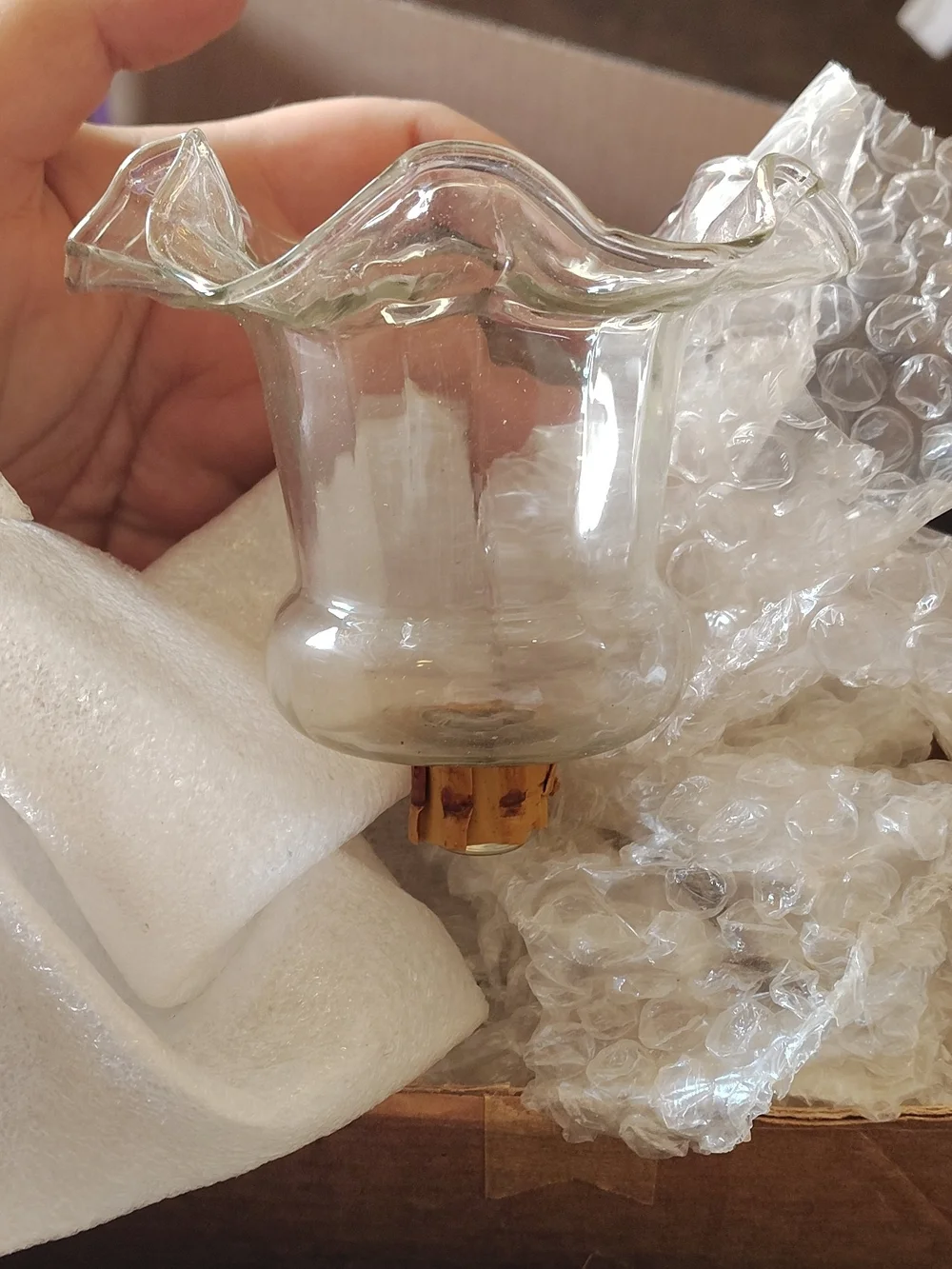 Set Of 4 Clear Glass Ruffled Candle Shade - Clear